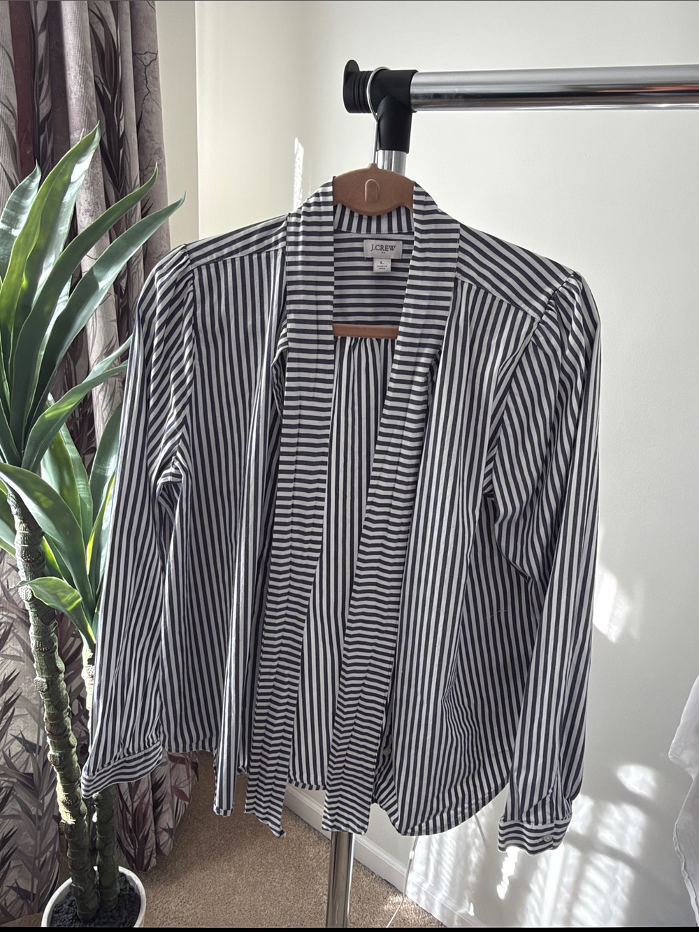 J. Crew Black and White Striped Blazer